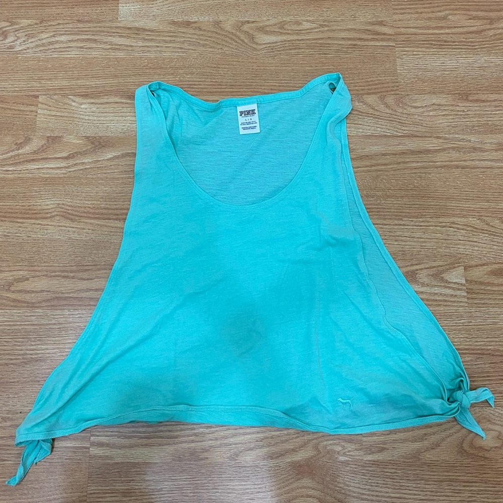 Victoria’s Secret pink racer back tank top neon turquoise blue with side ties